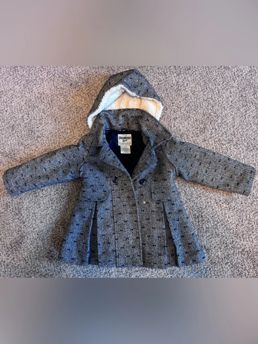 OshKosh B'gosh Girls Gray Hooded Peacoat